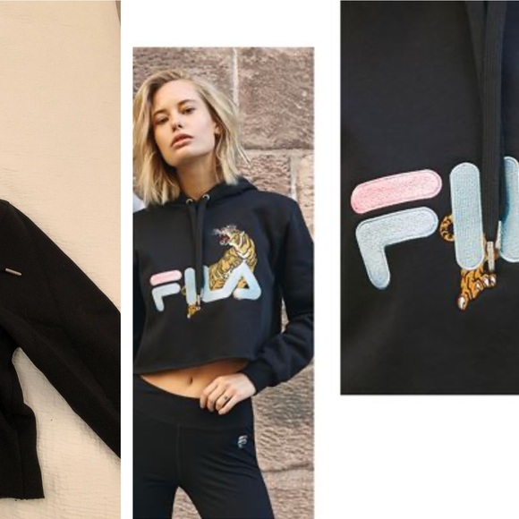 FILA x Bandier Cropped Hooded Tiger Sweatshirt - Picture 1 of 4